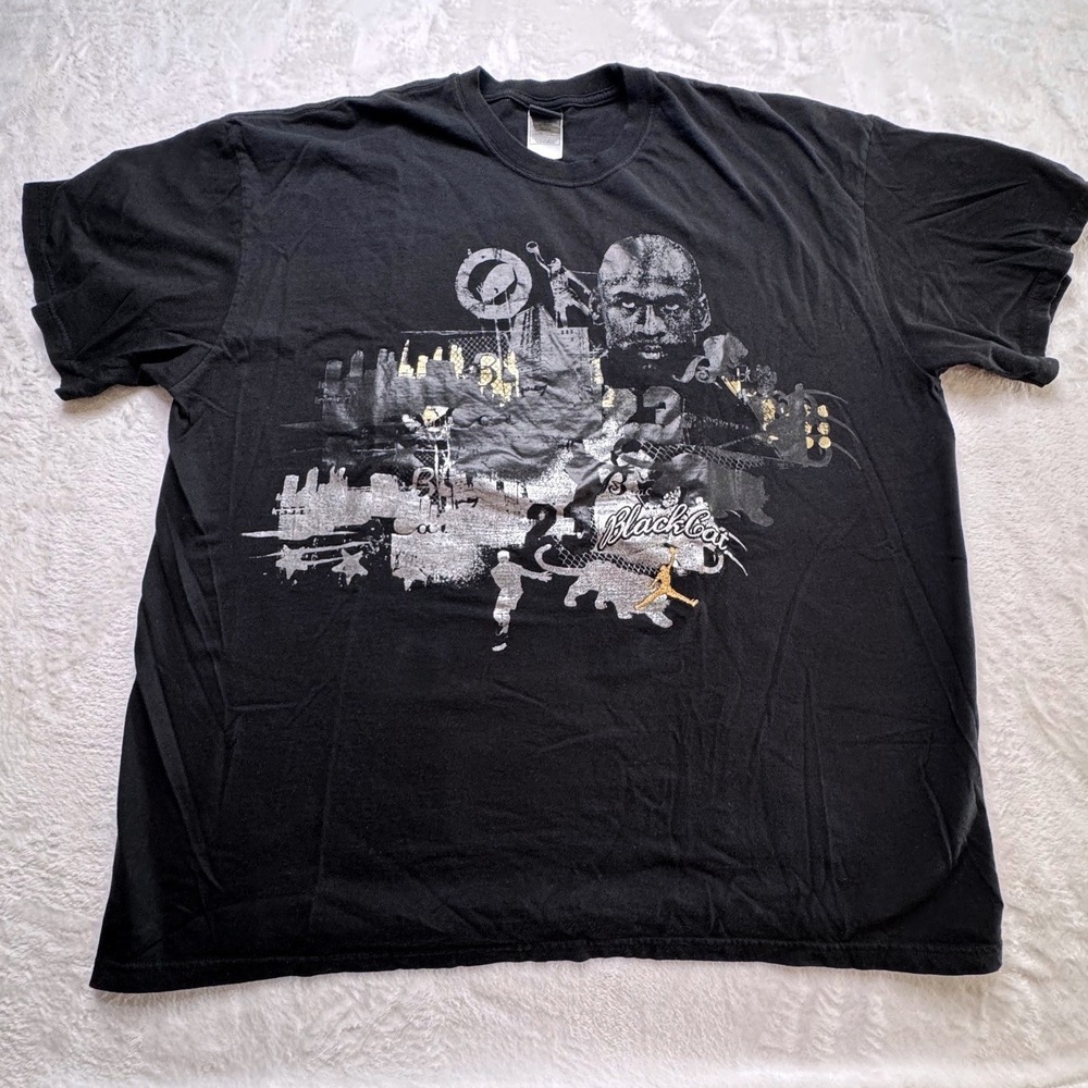 Jordan Black Cat Mens 3XL 2007 RARE Graphic T Shirt Jumpman Y2K Streetwear